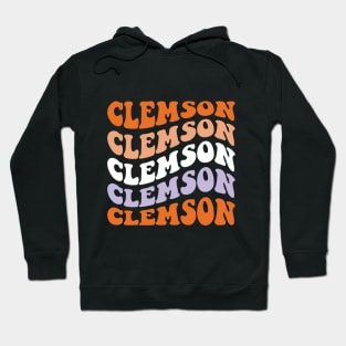 Clemson Retro Wave Font Design Hoodie